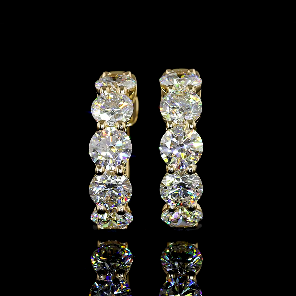 Round Diamond Huggies – 14K Yellow Gold