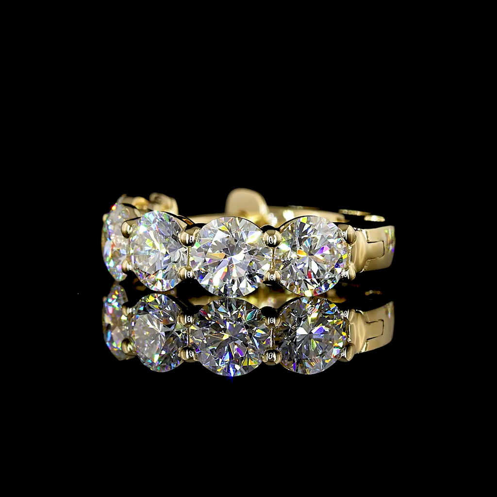 Round Diamond Huggies – 14K Yellow Gold