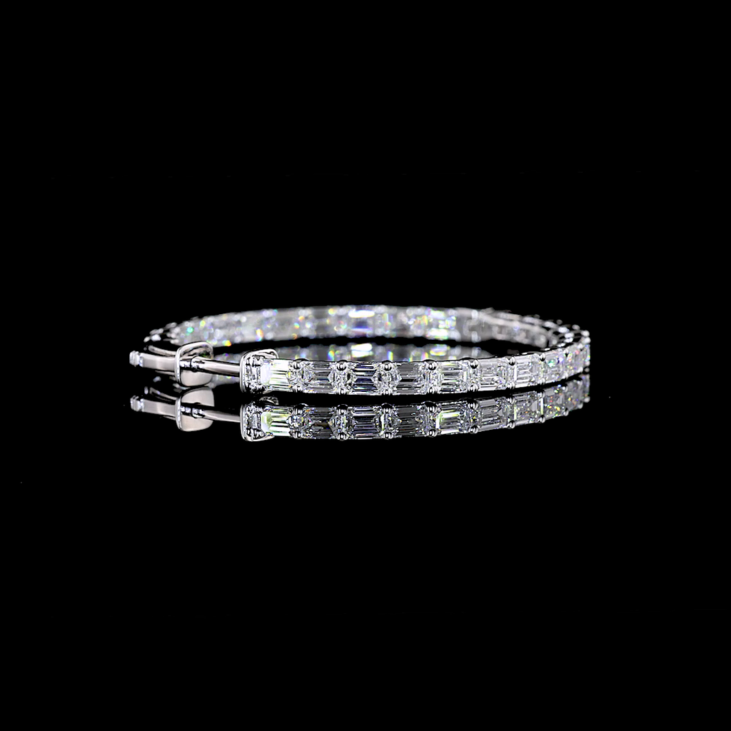 Inside-Outside Emerald Diamond Hoops – 5.32 ct, 14K White Gold