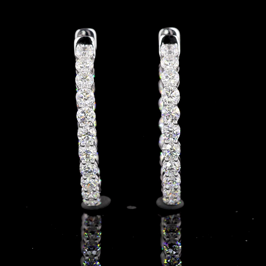 Inside-Outside Round Diamond Hoops – 14K White Gold