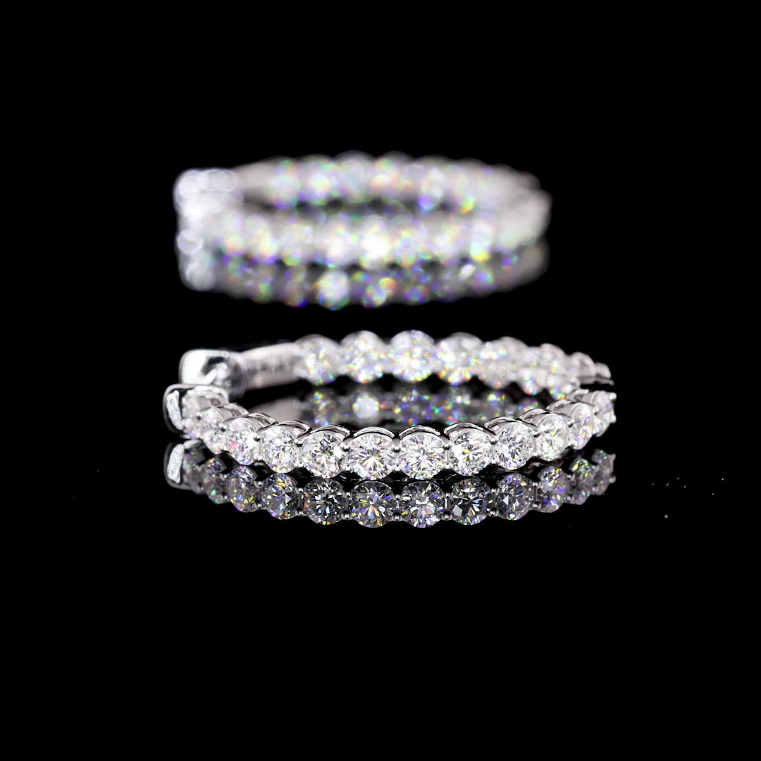 Inside-Outside Round Diamond Hoops – 14K White Gold