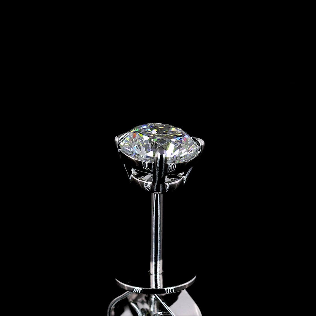 Round Diamond Stud Earrings – 1.05 ct, 14K White Gold